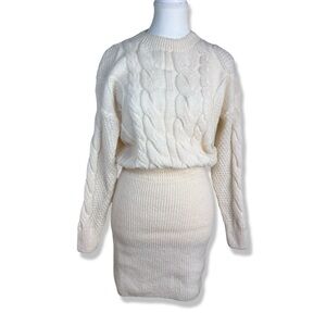 ⭐️SHEIN White Cable Knit Sweater Mini Dress